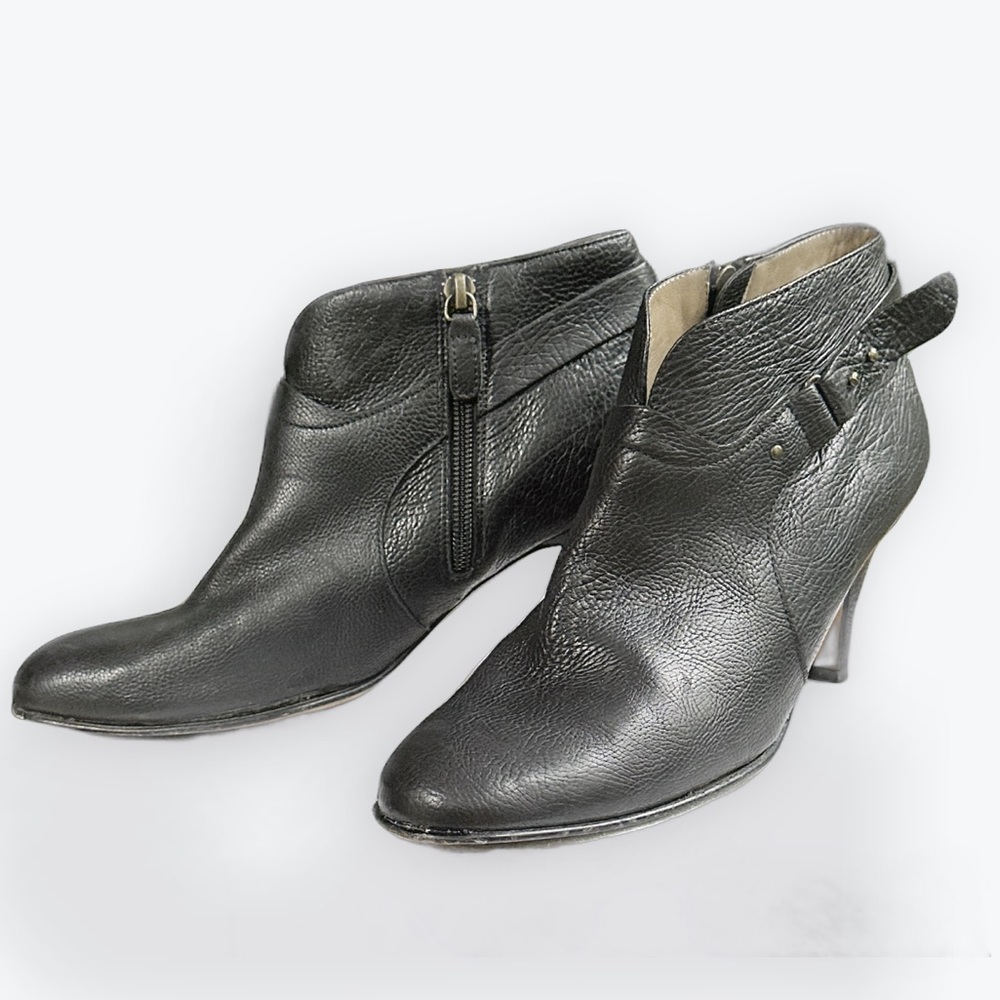 Quiet Luxury Handmade Anyi Lu Couture Comfort Pebbled Black Leather Booties~39.5